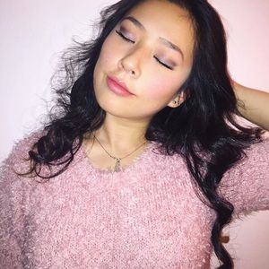 Rose Cropped Fuzzy Sweater (Medium)